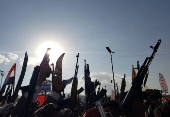 Houthi supporters rally in Sana'a in solidarity with the Palestinian people