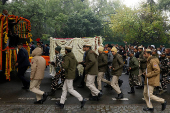 Funeral procession of India's former PM Singh in New Delhi