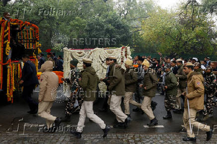 Funeral procession of India's former PM Singh in New Delhi