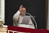 Pope Francis leads the Angelus prayer, at the Vatican