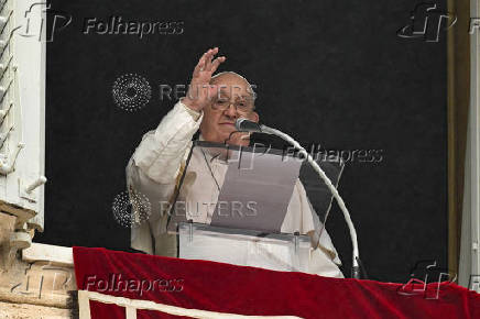 Pope Francis leads the Angelus prayer, at the Vatican