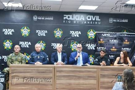 Coletiva de imprensa sobre operao Torniquete na Cidade da Polcia no RJ