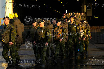 Swedish troops of NATO Multinational Brigade Latvia arrive in Riga port