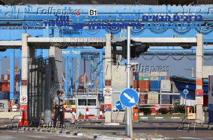 FILE PHOTO: A view of Ashdod port after the Israeli cabinet approved the temporary use of the port for aid deliveries into Gaza