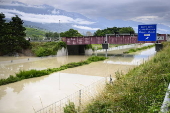 Rhone River overflows following heavy rain in Switzerland