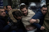 Serbian opposition and supporters protest over railway station roof collapse, in Novi Sad