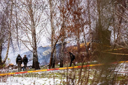 DHL cargo plane crash site near Vilnius international airport