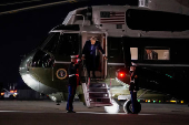 U.S. President Joe Biden departs for Joint Base Andrews from John F. Kennedy International Airport in New York