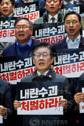 Press conference after South Korean President Yoon Suk Yeol survived an impeachment motion, at the National Assembly in Seoul