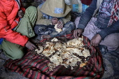 Afghans living in a camp amidst drop in temperatures in Kabul