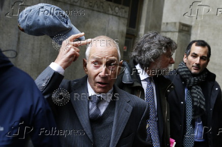 File photo of real estate heir Robert Durst leaving for a lunch break after appearing in a criminal courtroom for his trial on charges of trespassing on property owned by his estranged family, in New York