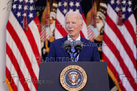 U.S. President Joe Biden delivers remarks at the White House