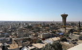 A view shows residential buildings in Qamishli