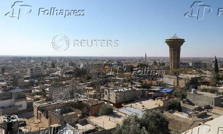 A view shows residential buildings in Qamishli