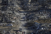 Destroyed buildings in Rafah