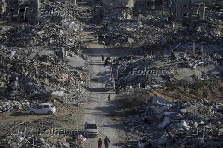 Destroyed buildings in Rafah