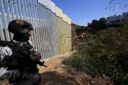 Construction to replace primary fence on the Mexico-U.S. border, as seen from Tijuana