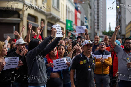 Manifestao de lojistas da regio da Santa Ifignia pedindo mais segurana