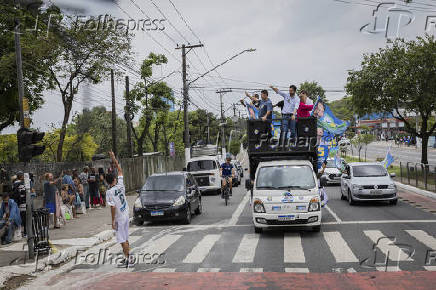 O prefeito e candidato Ricardo Nunes (MDB), faz carreata em SP