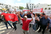 Tunisia's Free Destourian Party supporters protest for release of party leader Abir Moussi