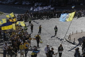 Ukrainians take part in procession for the 'Day of Defenders of Ukraine' in Kyiv