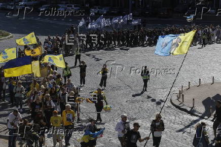 Ukrainians take part in procession for the 'Day of Defenders of Ukraine' in Kyiv