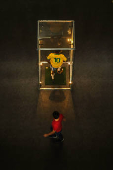 Visitante passa por esttua de Pel com a camisa 10 da seleo brasileira no museu