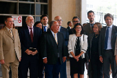 Head of Venezuela's National Electoral Council (CNE) Hidrobo Amoroso, meets with members of the U.N. delegation, in Caracas