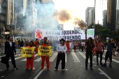 Ato contra as queimadas na Av Paulista em SP