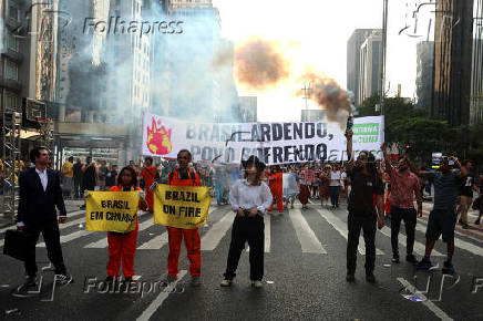 Ato contra as queimadas na Av Paulista em SP