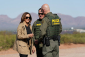 Democratic presidential nominee and U.S. VP Kamala Harris visits US-Mexico border