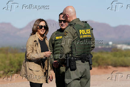 Democratic presidential nominee and U.S. VP Kamala Harris visits US-Mexico border