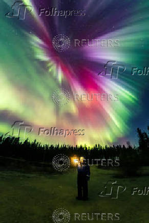 Colourful and strong northern lights light up Lapland sky