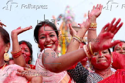 Immersion of idols on the last day of Durga Puja festival in India