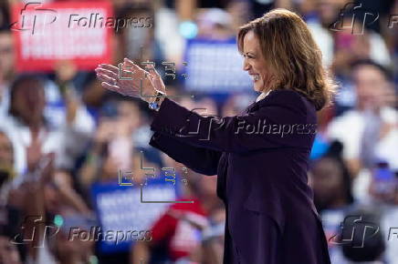 Democratic presidential candidate US Vice President Kamala Harris campaigns in Houston, Texas