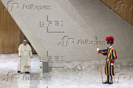 Pope Francis in audience at the Paolo VI hall, Vatican City