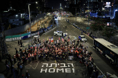 Supporters of Israeli hostages, kidnapped during the deadly October 7 2023 attack by Hamas, demand a deal as they protest amid ongoing negotiations for a ceasefire in Gaza, in Tel Aviv