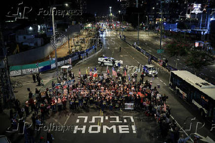 Supporters of Israeli hostages, kidnapped during the deadly October 7 2023 attack by Hamas, demand a deal as they protest amid ongoing negotiations for a ceasefire in Gaza, in Tel Aviv