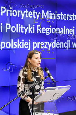 Polish Minister of Funds and Regional Policy press conference in Warsaw