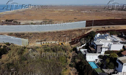 Construction to replace primary fence on the Mexico-U.S. border, as seen from Tijuana