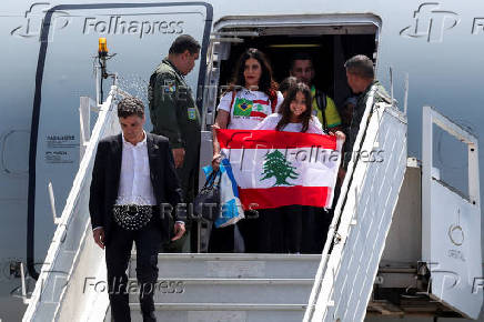 Brazilian citizens arrive from Lebanon in Sao Paulo