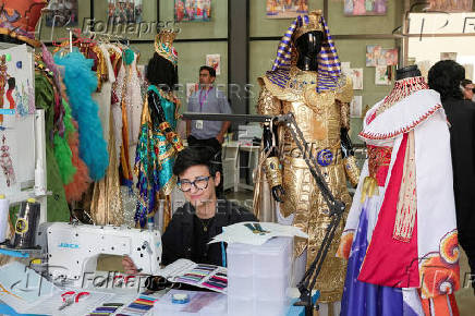 A costume designer is seen at the styling and costume studio during the opening ceremony of AlHisn Big Time Studios, in Riyadh