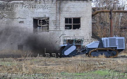 Ukrainian-made demining machine tested in Kharkiv region