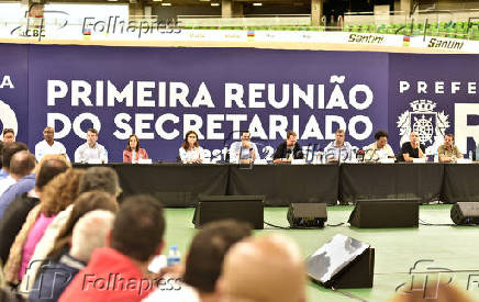 O prefeito do rio, eduardo paes, realiza a primeira reunio de secretariado da gesto 2025-2028