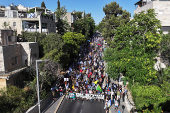 A protest against Israeli Prime Minister Benjamin Netanyahu's government, amid the ongoing conflict in Gaza between Israel and the Palestinian Islamist group Hamas, in Jerusalem