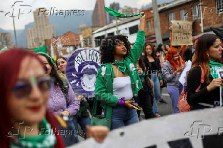 Demonstrators take part in a rally to mark International Safe Abortion Day, in Bogota