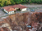 Amazonian port devoured by a drought-landslide on the banks of Solimoes