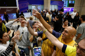 Maccabi Tel Aviv soccer fans arrive at the Ben Gurion International Airport