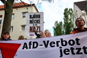 AfD's Thuringia chairman Hoecke stands trial for banned Nazi slogan