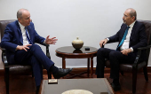 Jordan's Foreign Minister Ayman Safadi meets with Ireland's foreign minister Micheal Martin in Amman
